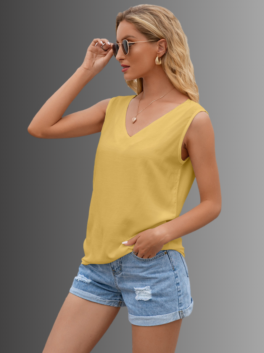 Solvivra V-Cut Vision Sleeveless Top
