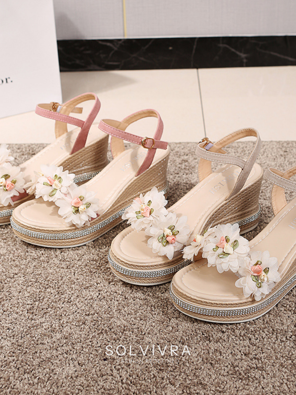 Solvivra Blossom Lift Wedge Sandals