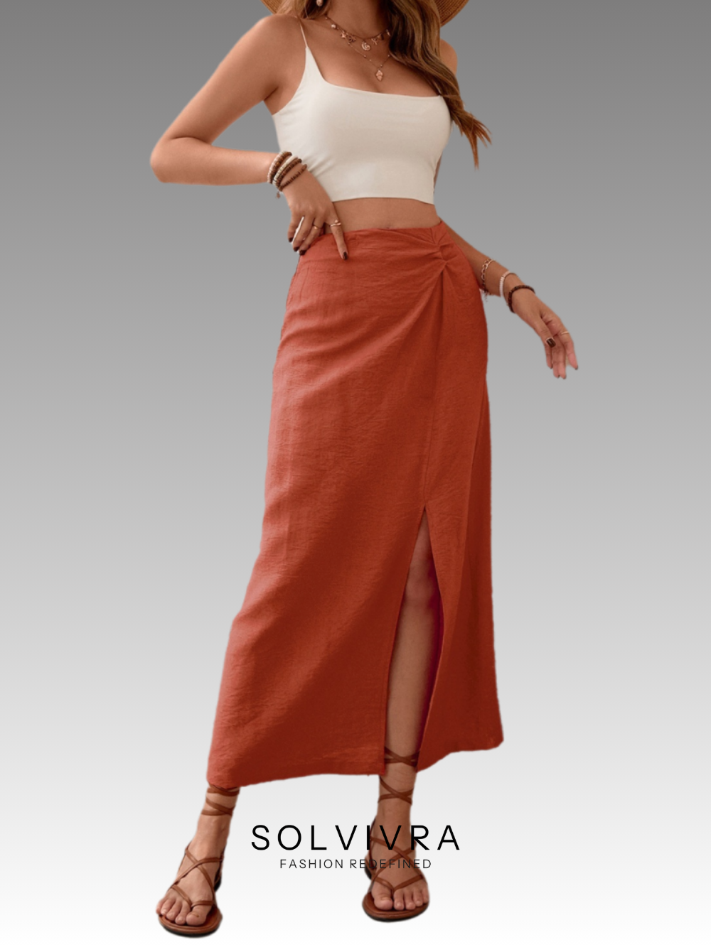 Solvivra Sunset Slit Midi Skirt