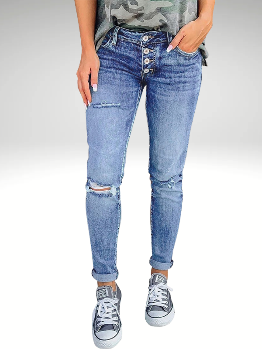 Solvivra Worn Edge High Rise Crops