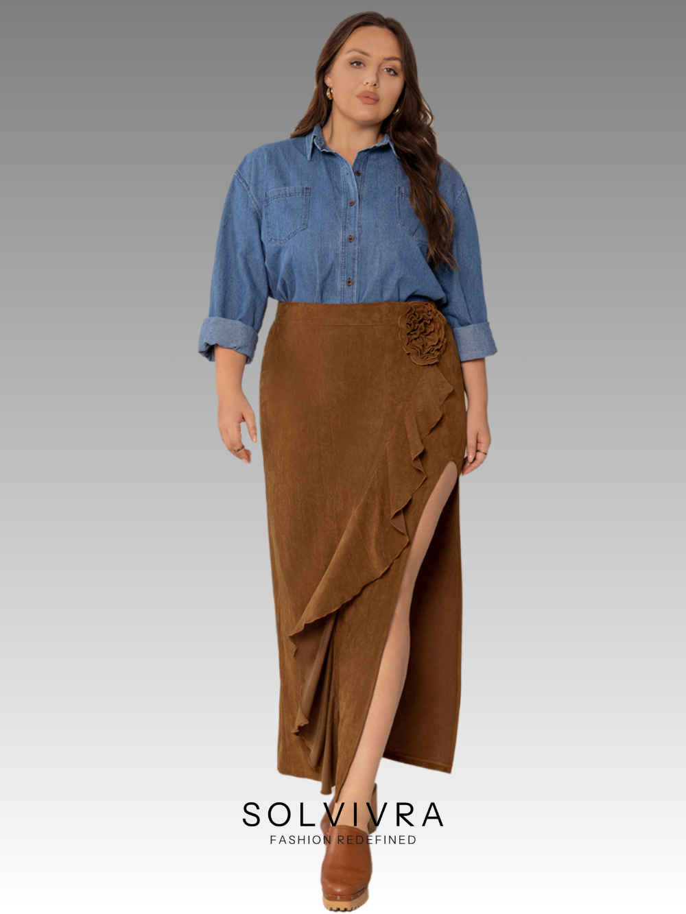 Solvivra Raw Beauty High Rise Maxi Skirt