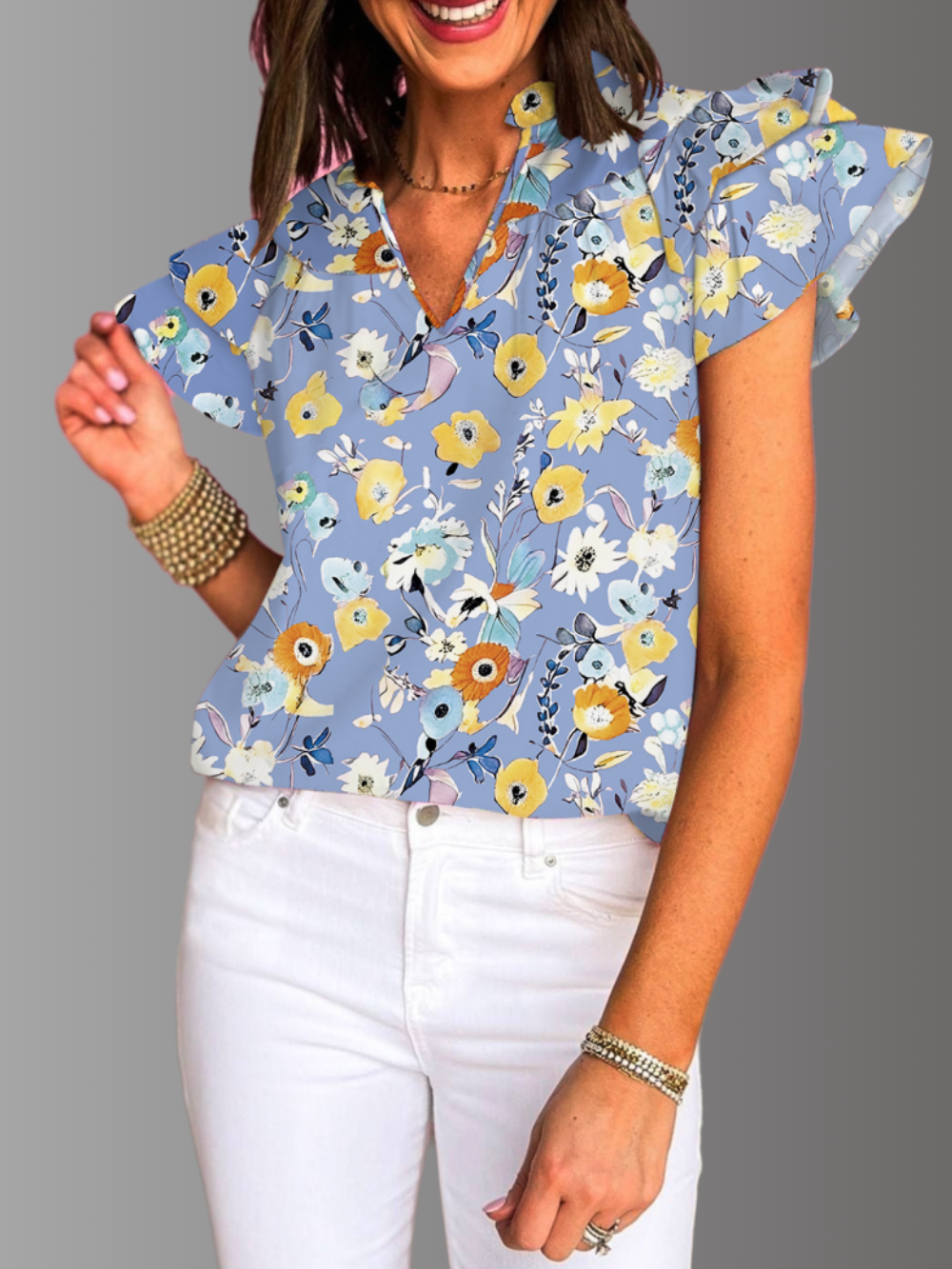 Solvivra Pastel Poetry Floral Top