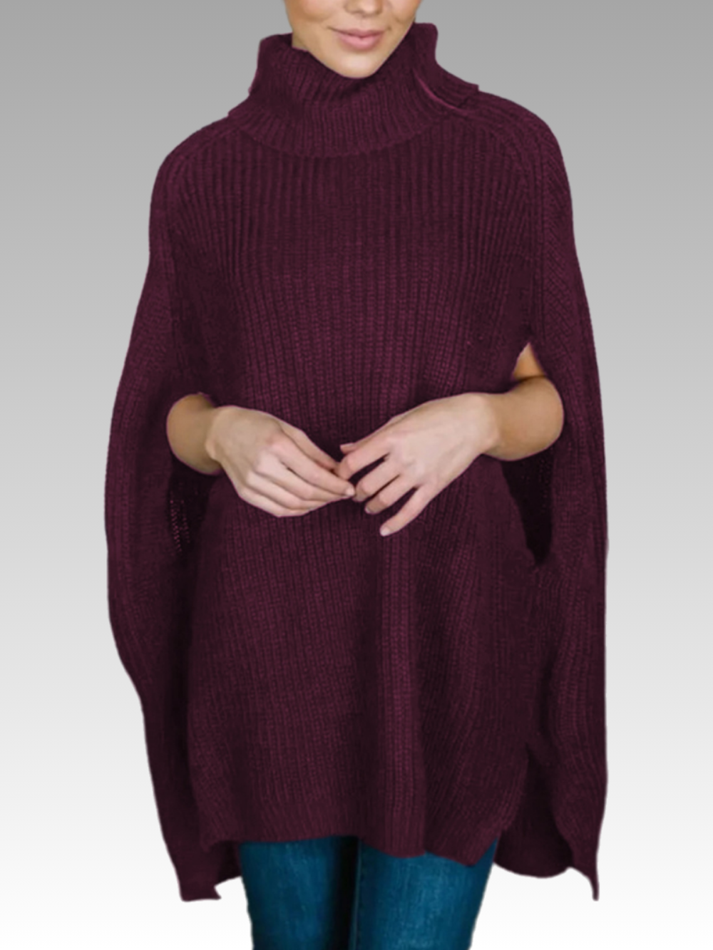 Solvivra Sleek Statement Turtleneck Slit Sweater