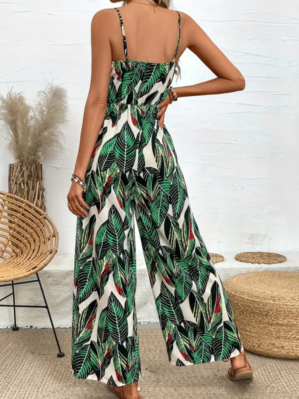 Solvivra Tropic Leaf Wide-Leg Jumpsuit