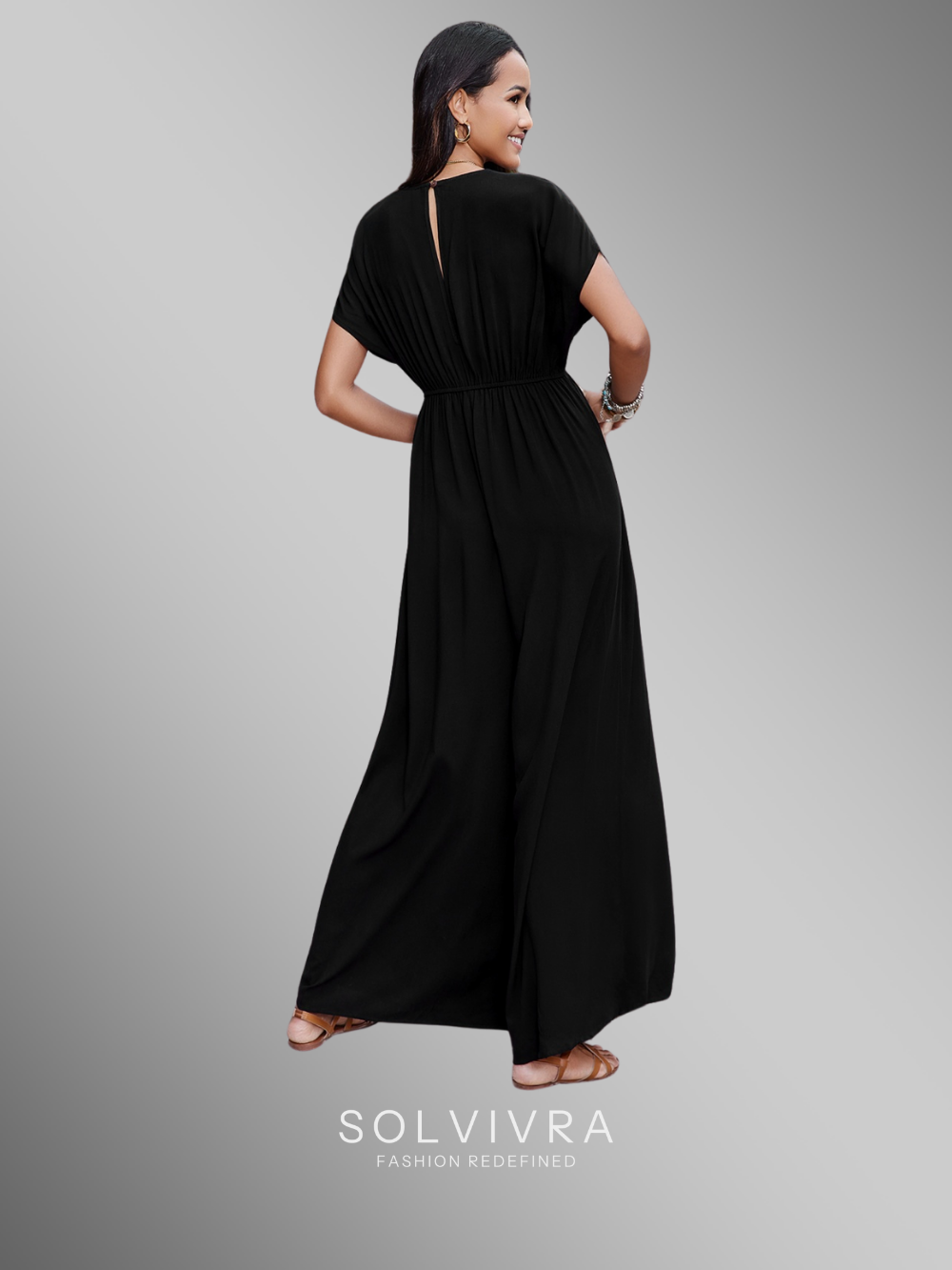 Solvivra Onyx Embrace Short-Sleeve Jumpsuit