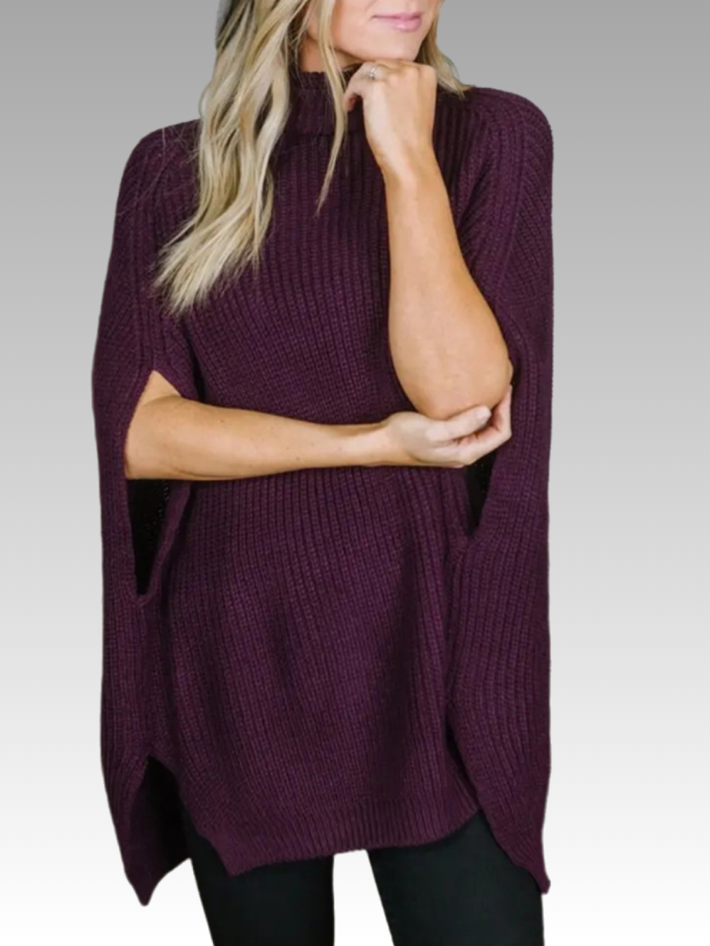 Solvivra Sleek Statement Turtleneck Slit Sweater