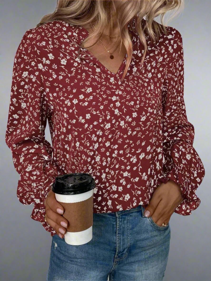 Solvivra Dainty Bloom Flounce Sleeve Blouse