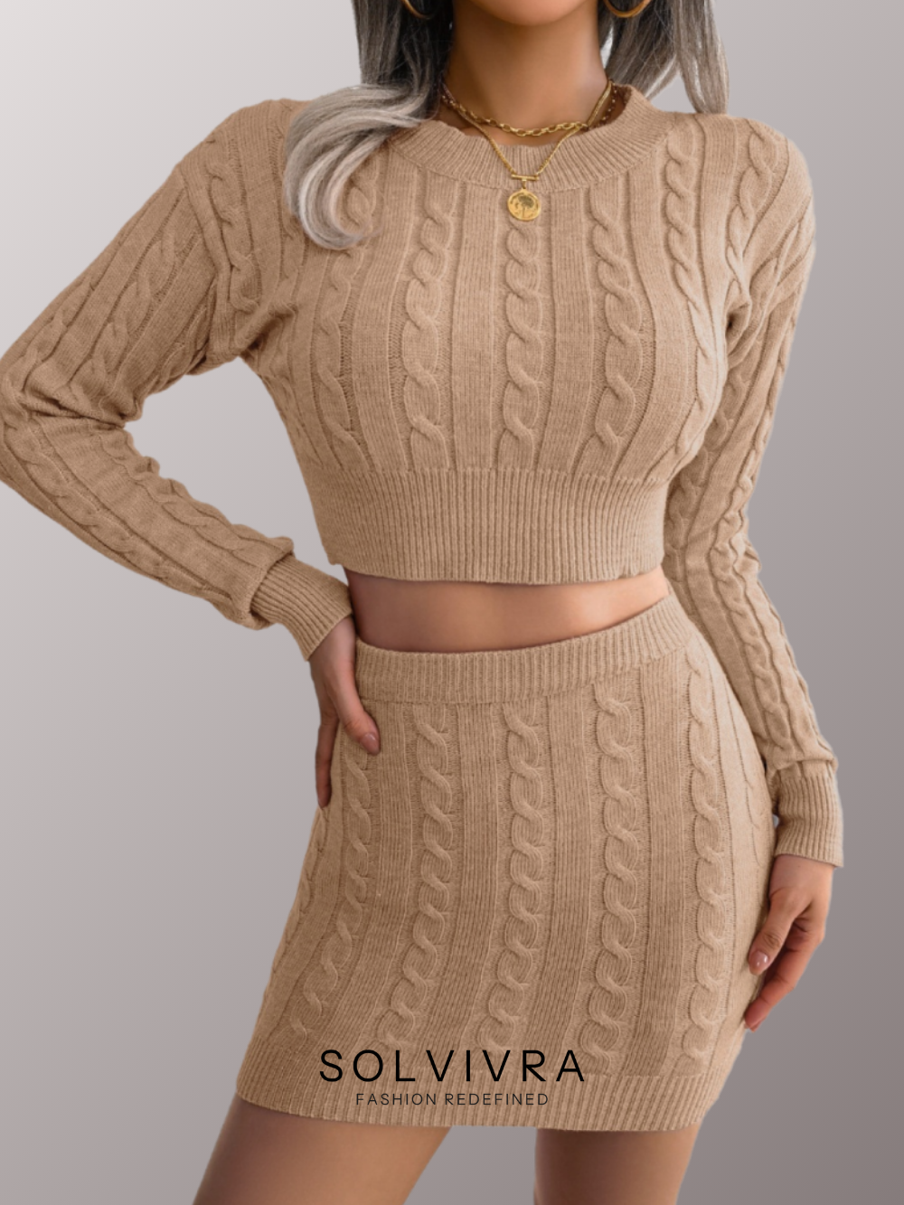 Solvivra Knitfluence Top and Skirt Set