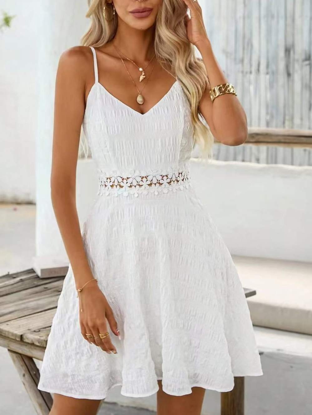 Solvivra Pearl Bloom Lace Cami Dress