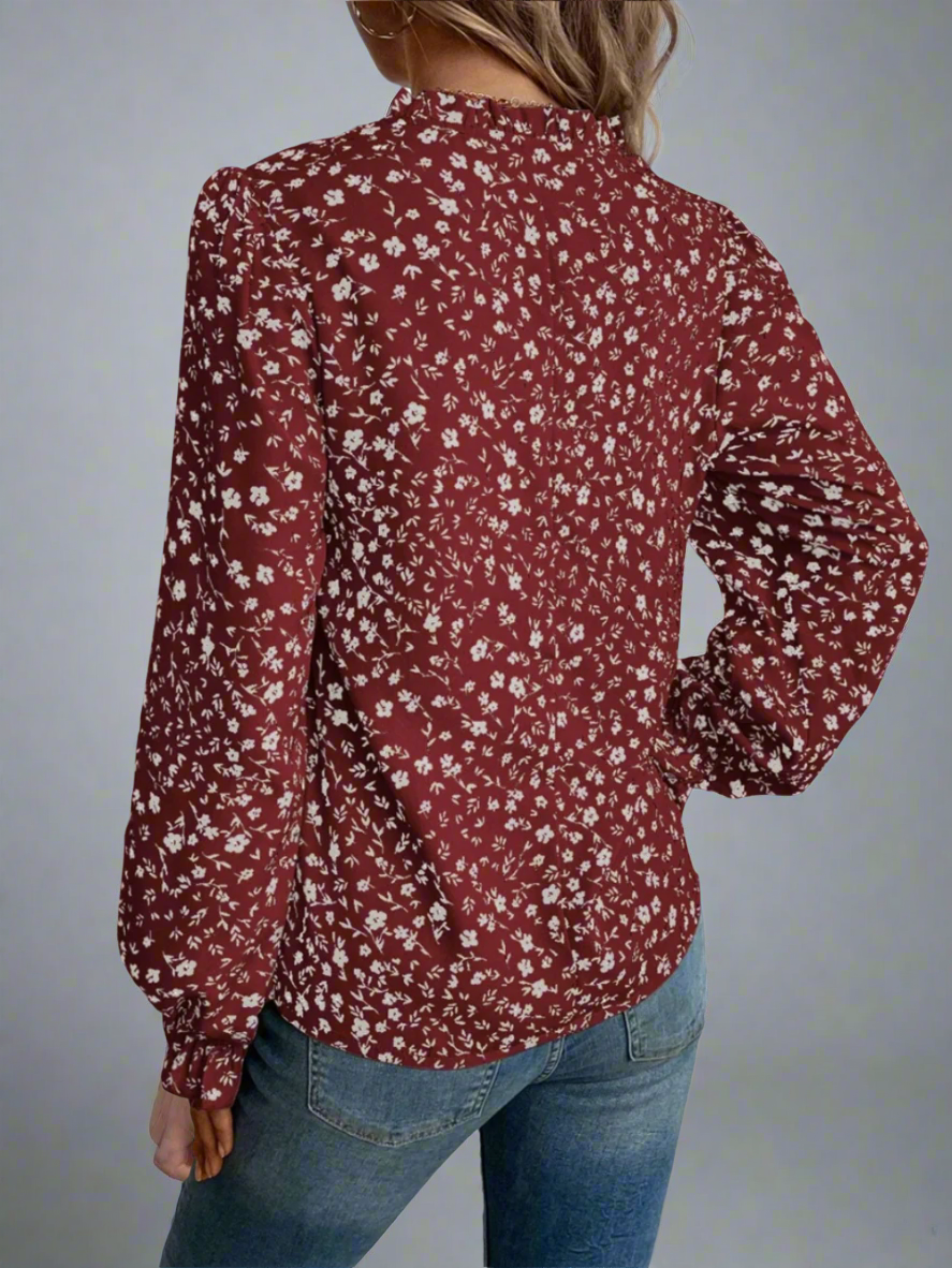 Solvivra Dainty Bloom Flounce Sleeve Blouse
