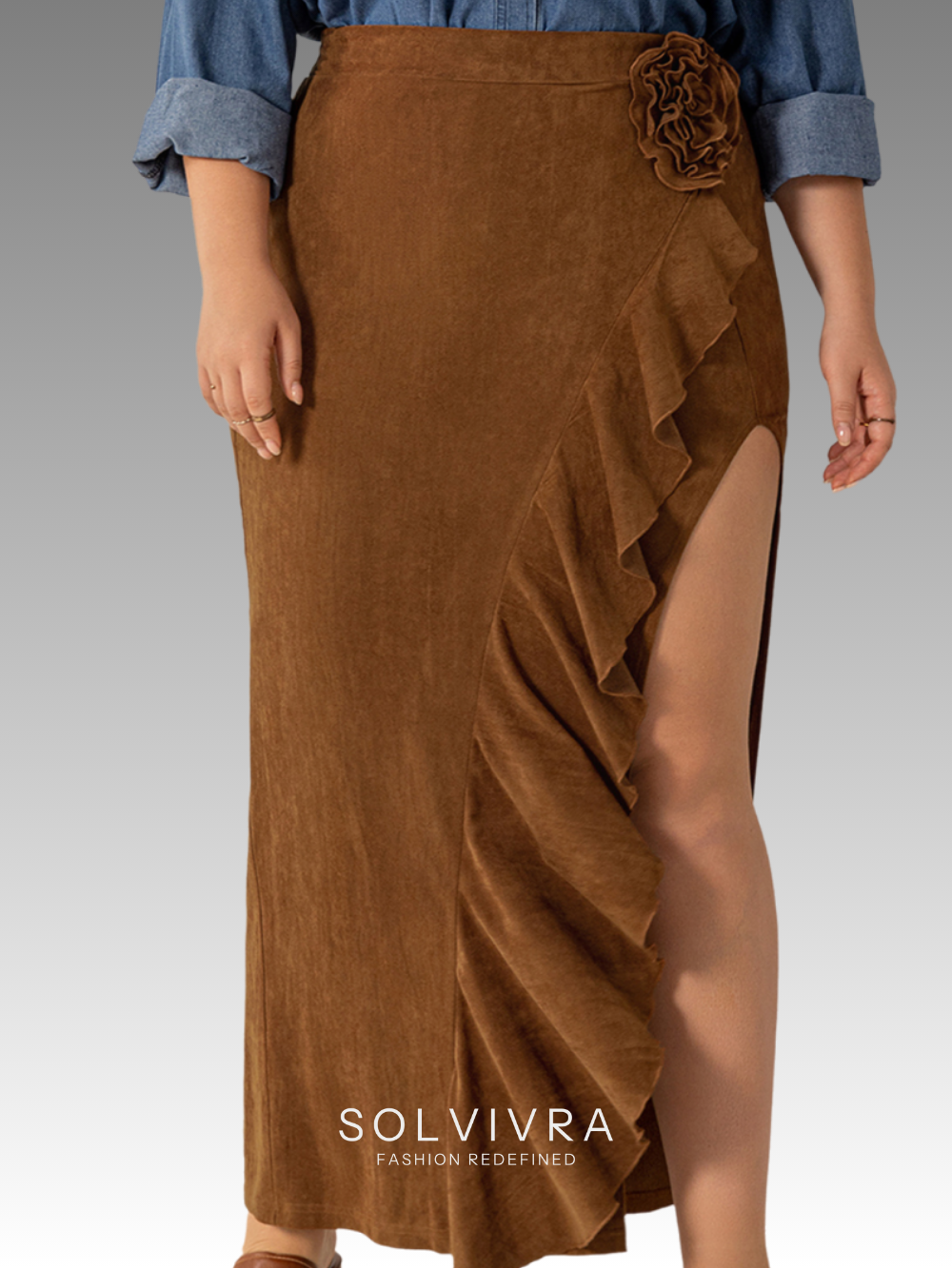 Solvivra Raw Beauty High Rise Maxi Skirt