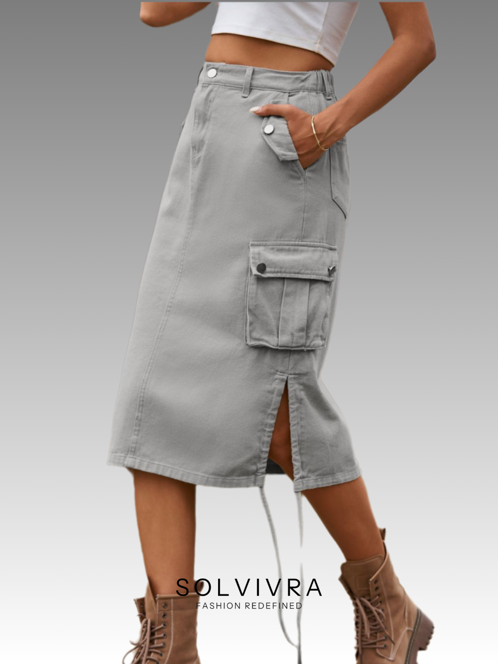 Solvivra Side Street Cargo Midi Skirt