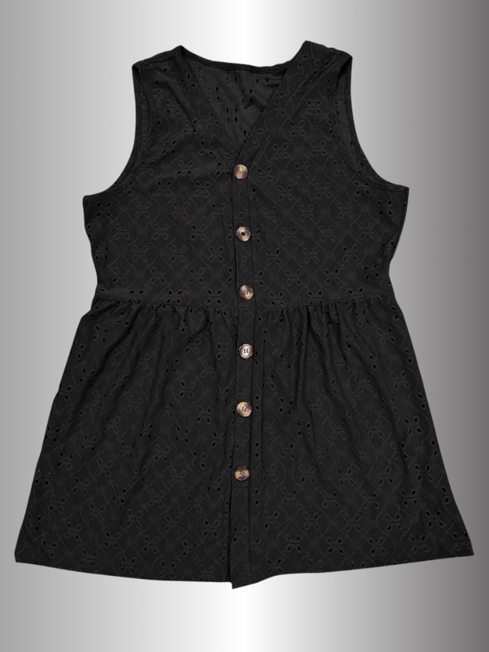 Solvivra Easy Eyelet Button Up V-Neck Top