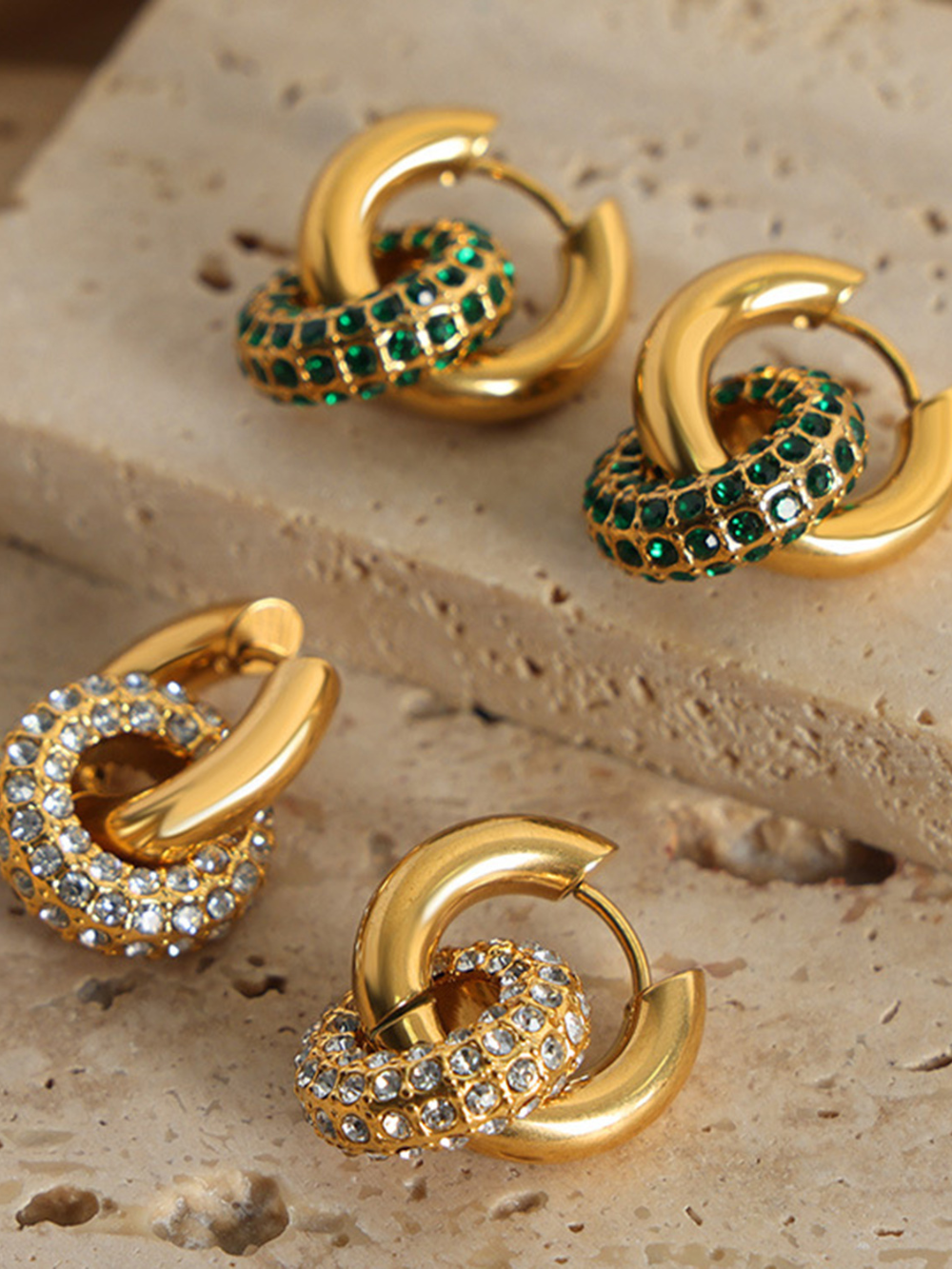 Solvivra Linked Radiance Double Hoop Earrings
