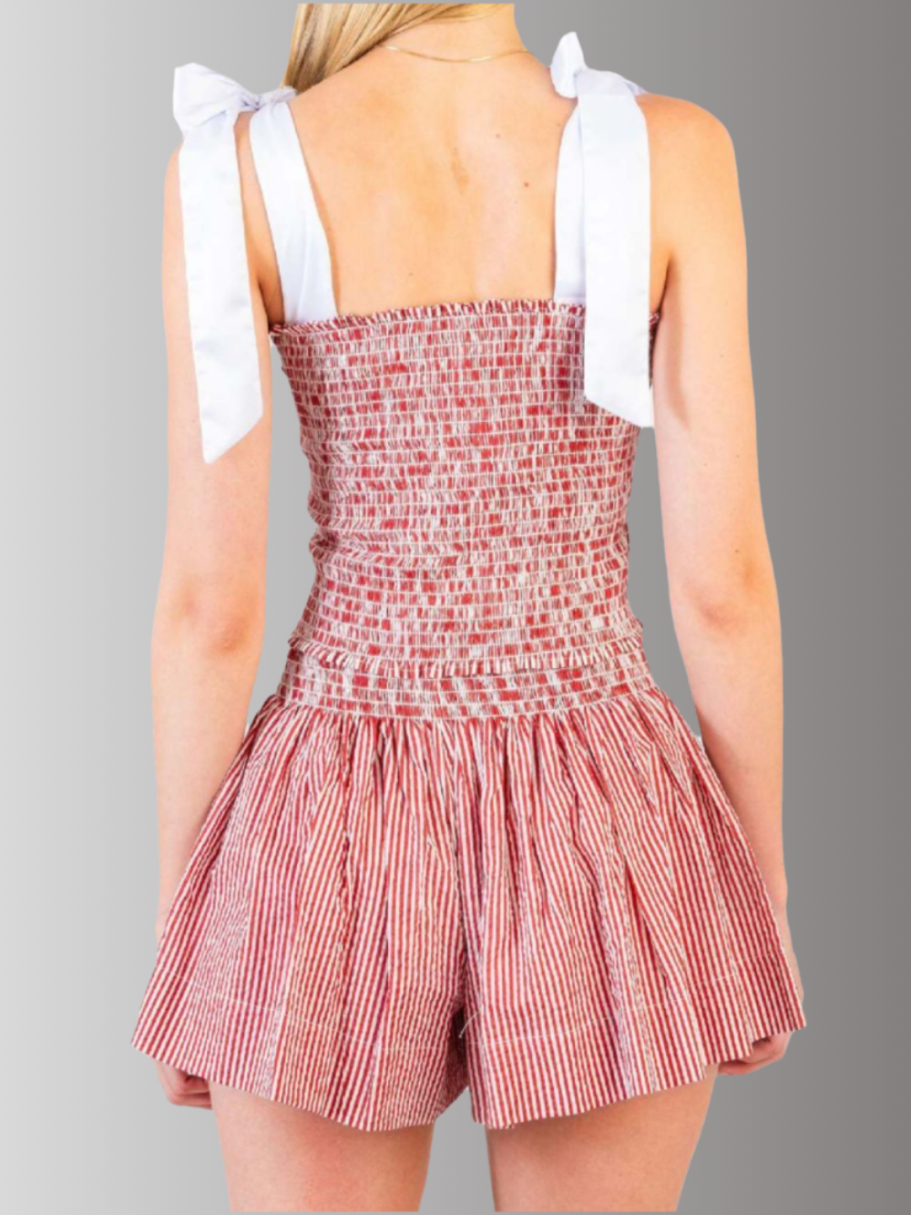 Solvivra Playful Ties Smocked Top and Shorts Set