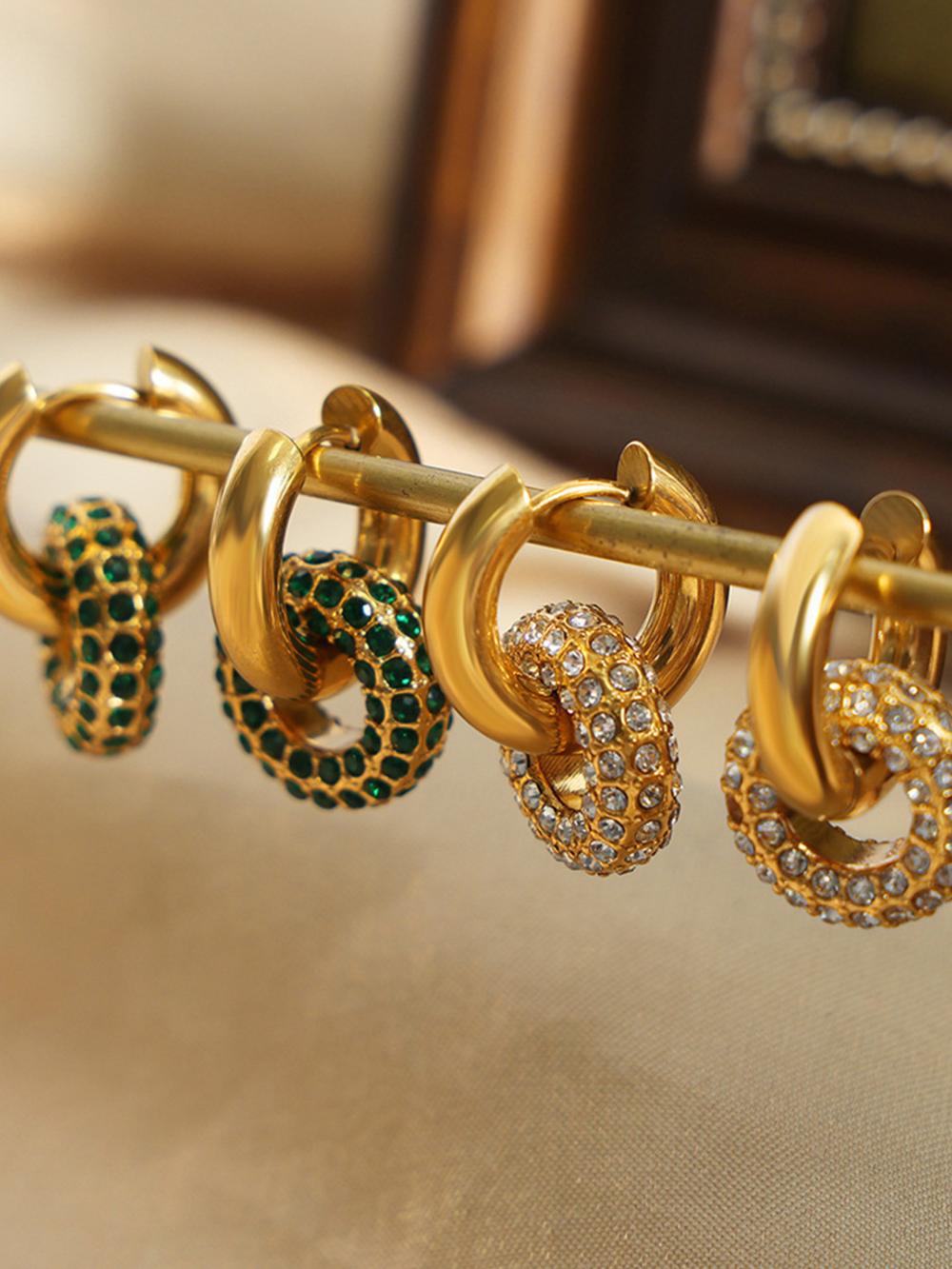 Solvivra Linked Radiance Double Hoop Earrings
