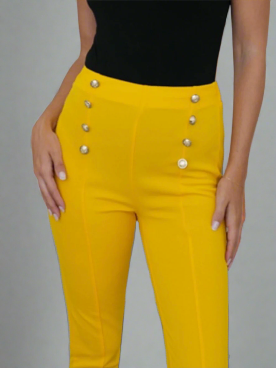 Solvivra Button Hour High Waist Skinny Pants