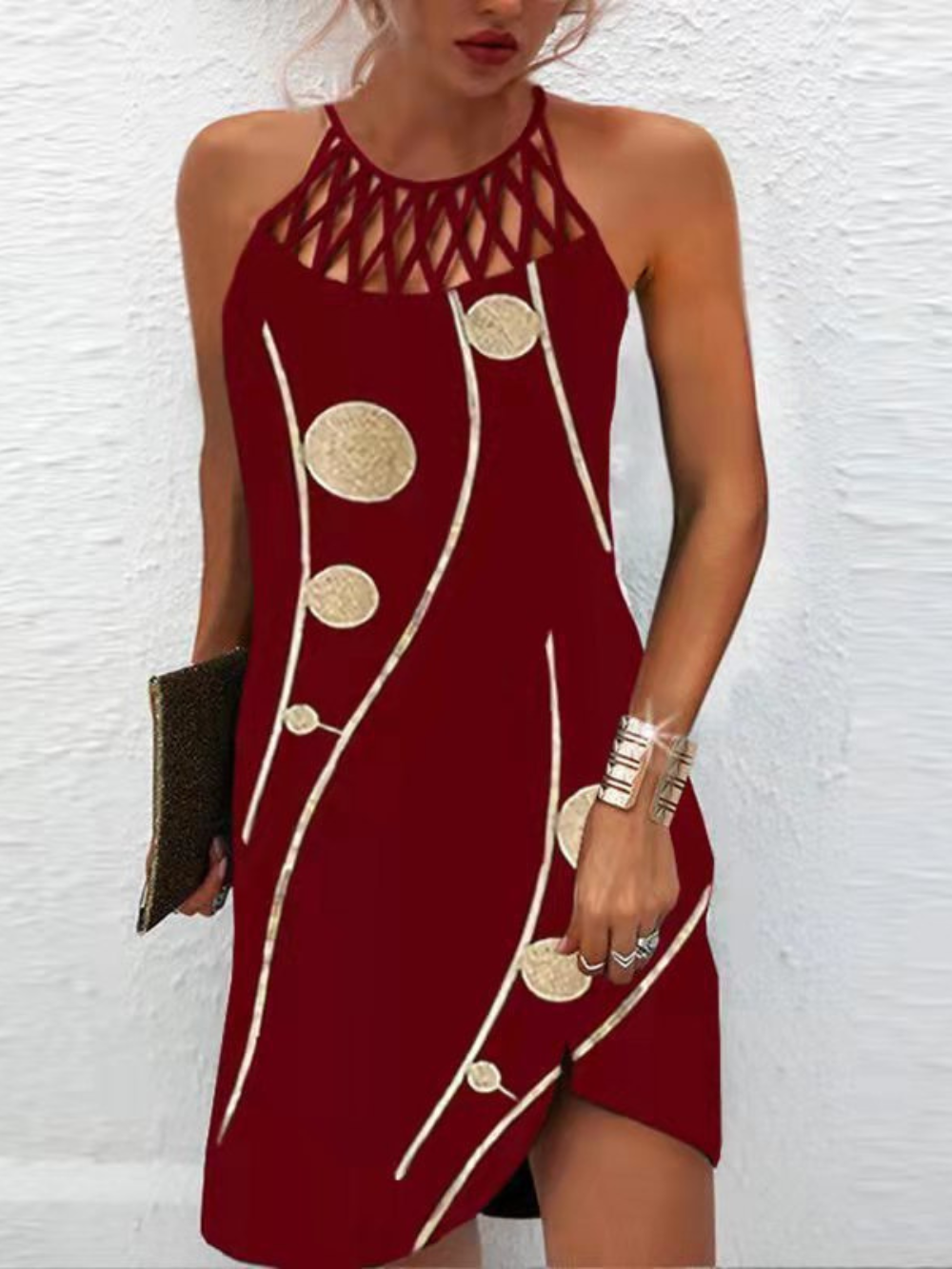 Solvivra Printed Halterneck Casual Dress