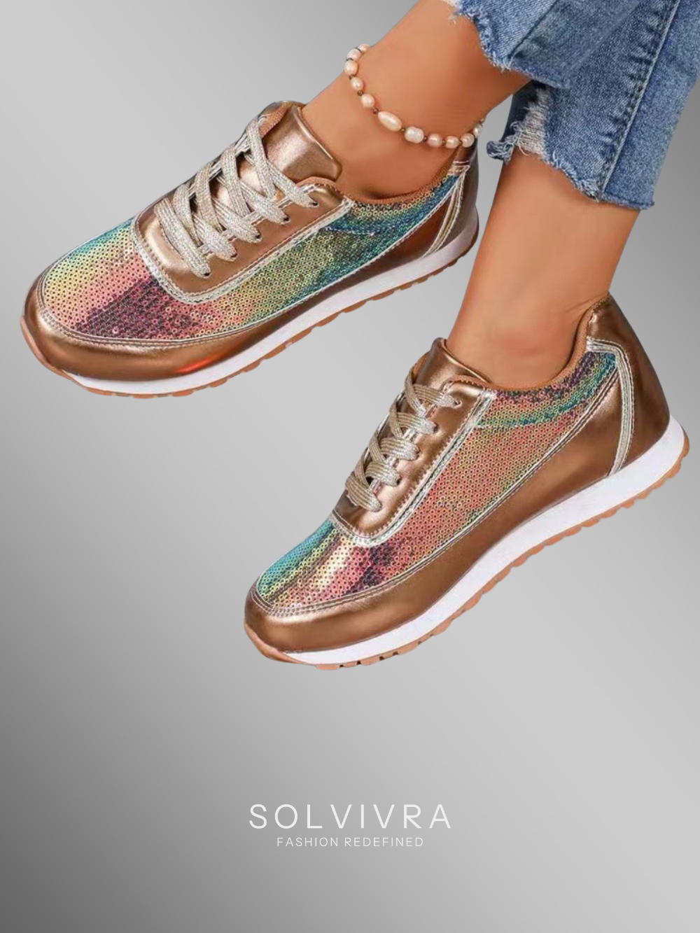 Solvivra Spark Stride Sequin Platform Sneakers