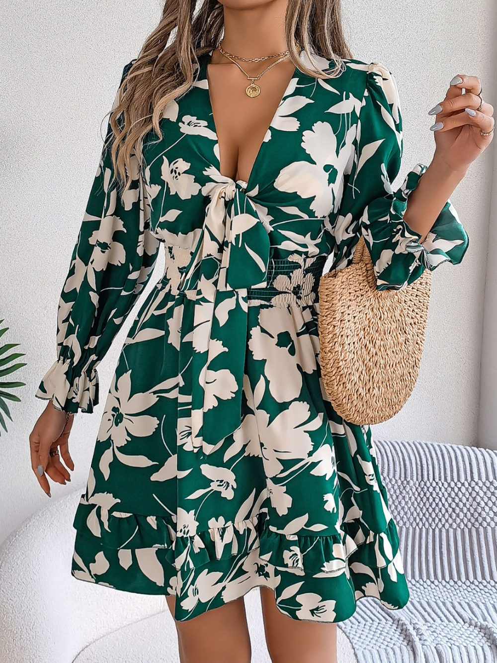 Solvivra Ruffle Charm Tie Dress