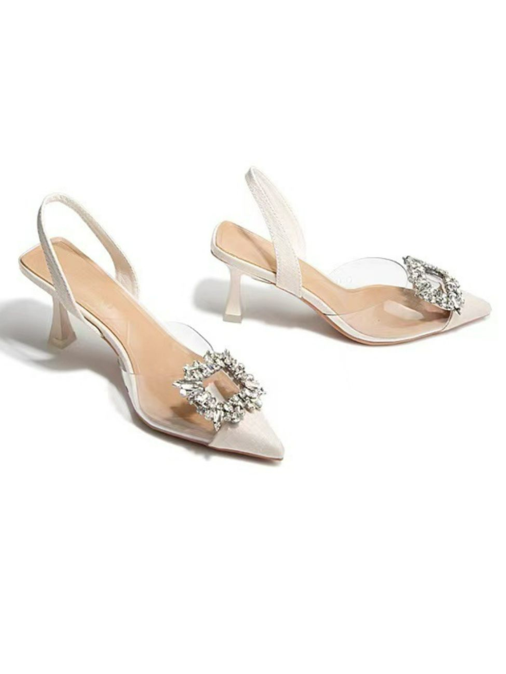 Solvivra Luxe Point Crystal Slingback Heels