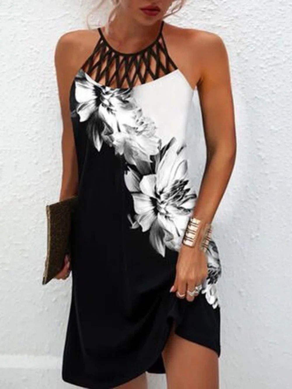 Solvivra Printed Halterneck Casual Dress