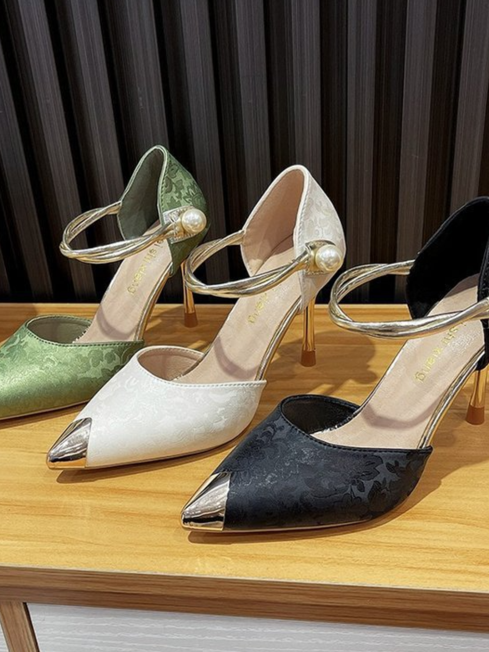 Solvivra Embroidered Satin Heels