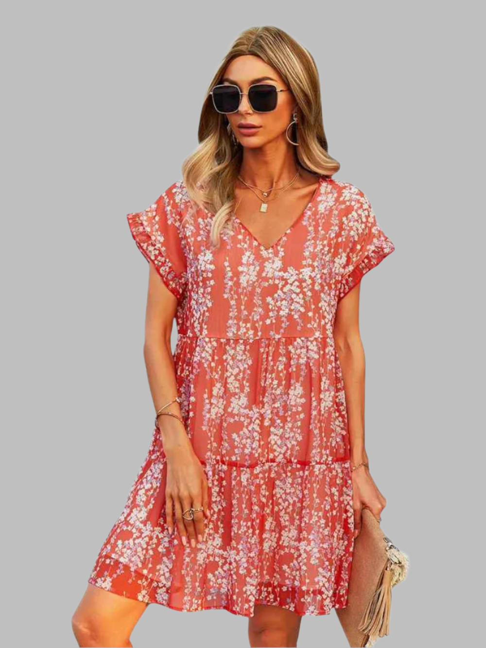 Solvivra Breezy Ruffle Chiffon Dress