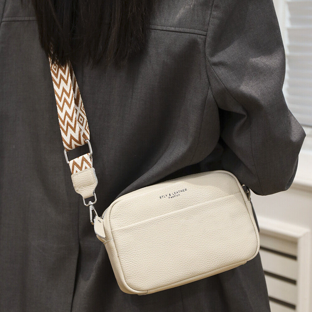 Solvivra Leather Crossbody Bag with Ethnic Pattern
